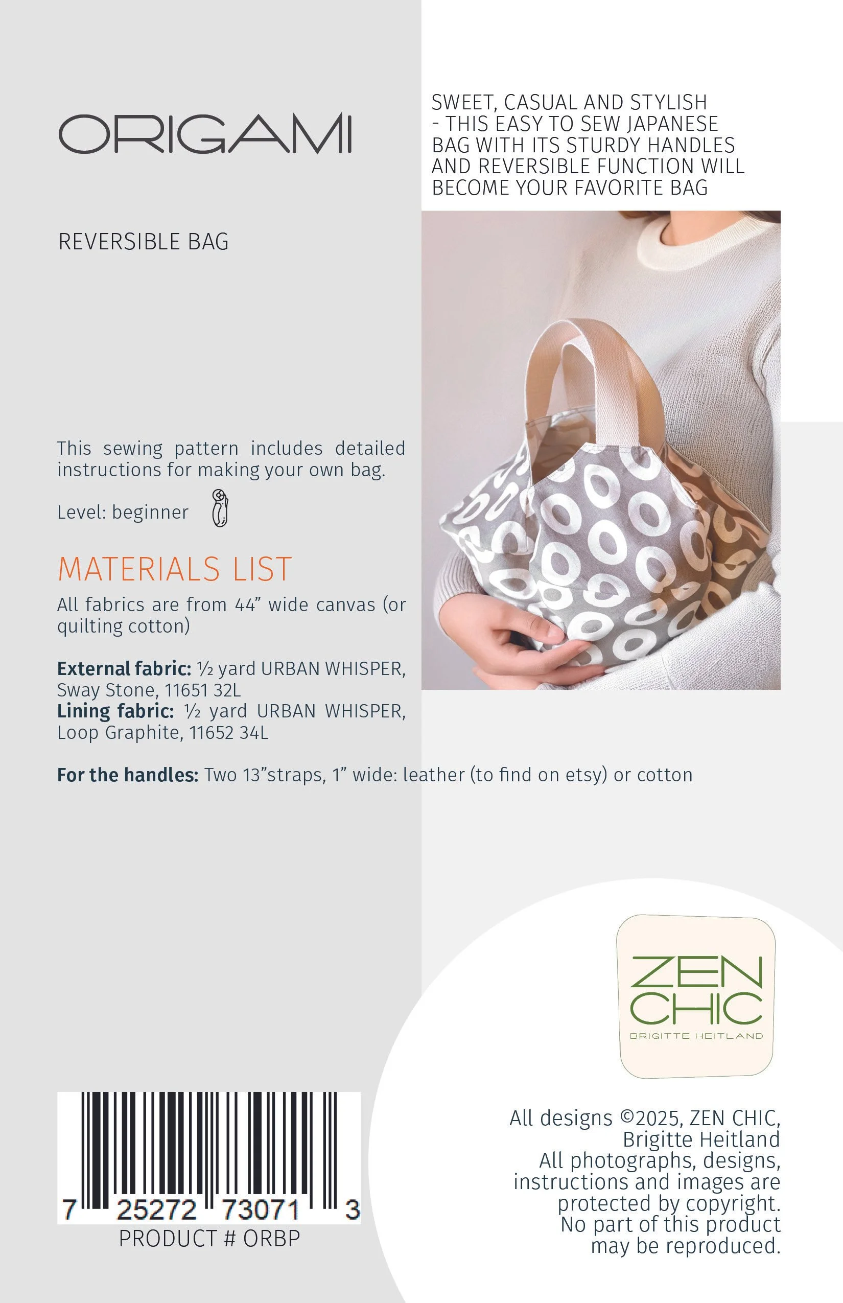 Origami Bag – Reversible Tote Sewing Pattern (Beginner) | Zen Chic